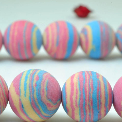 37 pcs of Rainbow Malachite matte Synthetic round beads in 10mm