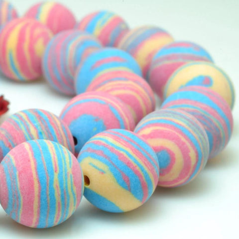 37 pcs of Rainbow Malachite matte Synthetic round beads in 10mm