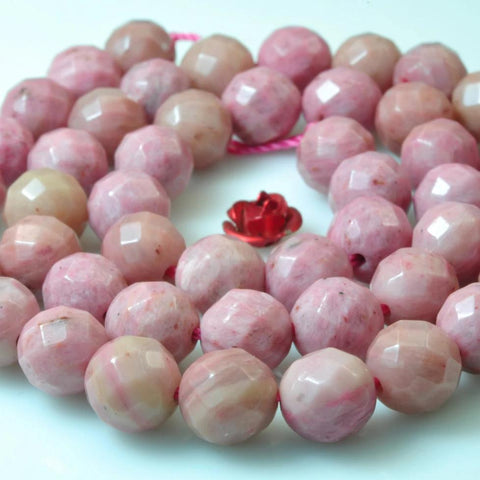 62 pcs of Chinese Rhodonite faceted round beads in 6mm(64 Face)
