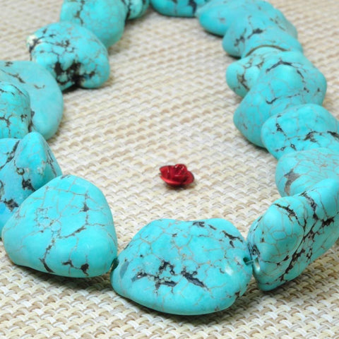 YesBeads 15 inches of GreenTurquoise Rough Nugget Chunks Matte beads in in 15-19 mmx 17-20mm