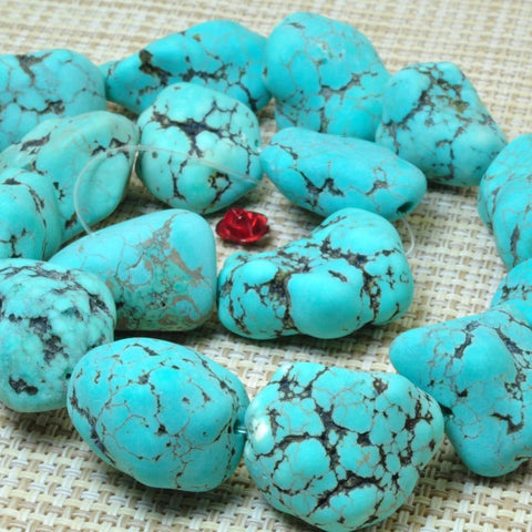 YesBeads 15 inches of GreenTurquoise Rough Nugget Chunks Matte beads in in 15-19 mmx 17-20mm