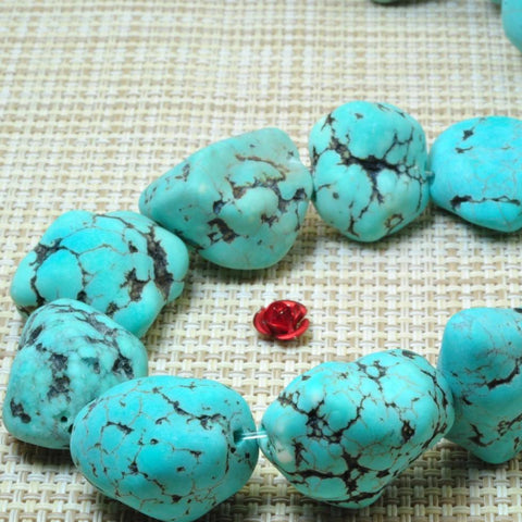 YesBeads 15 inches of GreenTurquoise Rough Nugget Chunks Matte beads in in 15-19 mmx 17-20mm