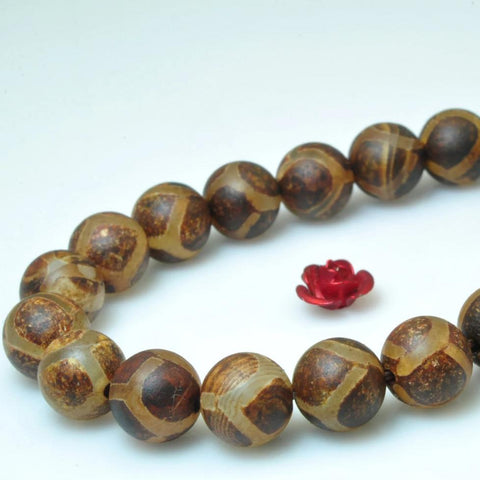 47 pcs of Retro Tibetan Agate turtleback matte round beads in 8mm