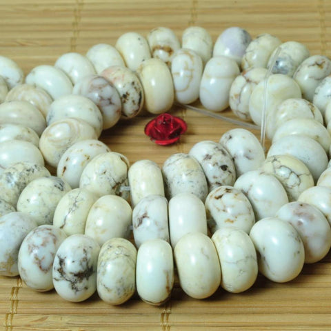 64 Pcs of Natural white Turquoise smooth rondelle beads in 6x10mm