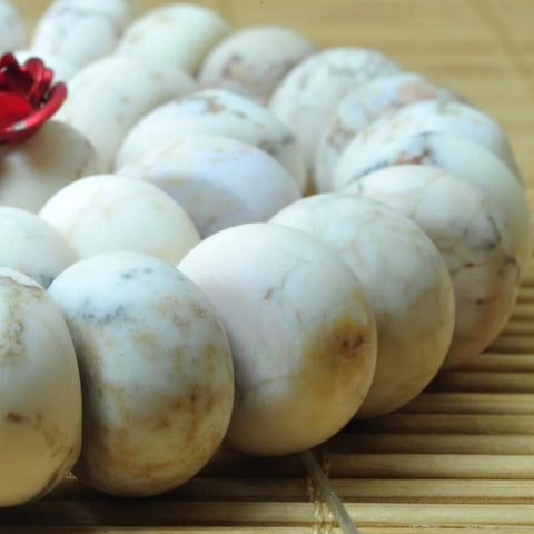 52 Pcs of Natural white Turquoise matte rondelle beads in 8x12mm