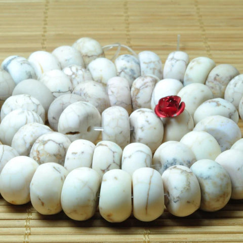 52 Pcs of Natural white Turquoise matte rondelle beads in 8x12mm