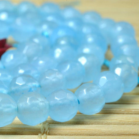 92 pcs of Natural Dyed Blue Jade faceted round beads in 4mm