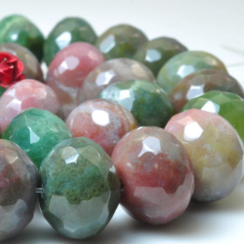 YesBeads Natural Indian Agate faceted rondelle loose beads wholesale gemstone jewelry