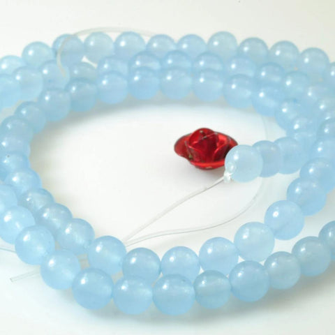 92 pcs of Natural Blue Jade smooth round beads in 4mm