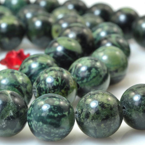 YesBeads Natural Kambaba Jasper green gemstone smooth round beads wholesale 15"