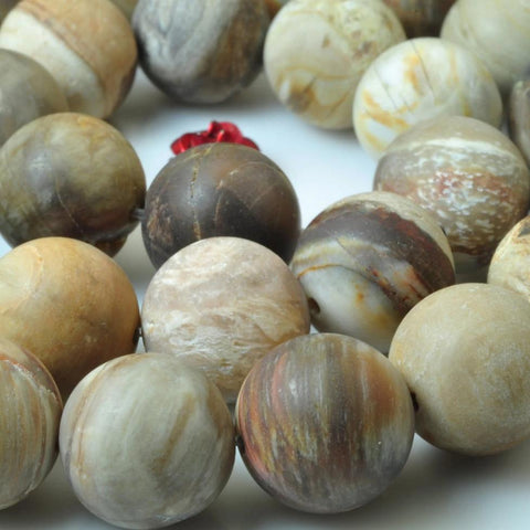 32 pcs of Natural Wood stone matte round beads in 12mm