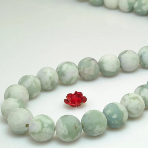 YesBeads Natural Peace green jade matte round beads gemstone wholesale jewelry