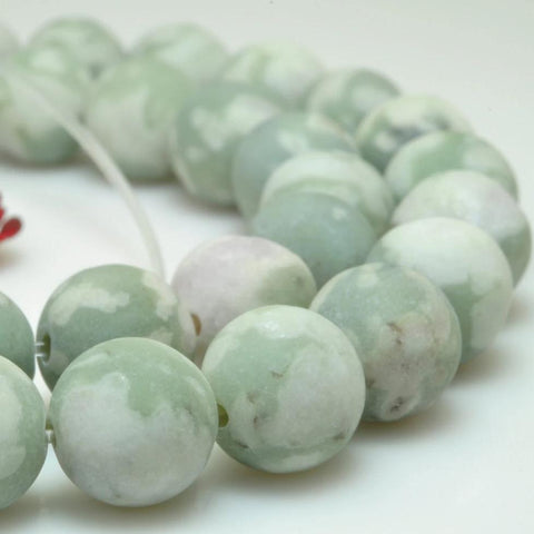 YesBeads Natural Peace green jade matte round beads gemstone wholesale jewelry