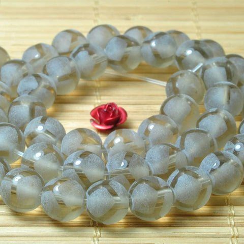 Gray Agate matte football round beads wholesale gemstone jewelry making bracelet diy 8mm