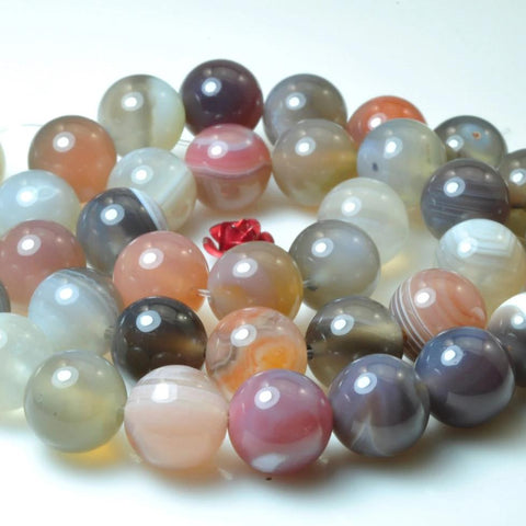 37 pcs of Natural Botswana Agate smooth round beads in 10mm
