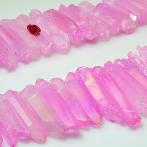YesBeads 15 inches Matte Titanium Coated Mystic Drilled Crystal Rough Dagger spike tower beads,Purple Color (New)