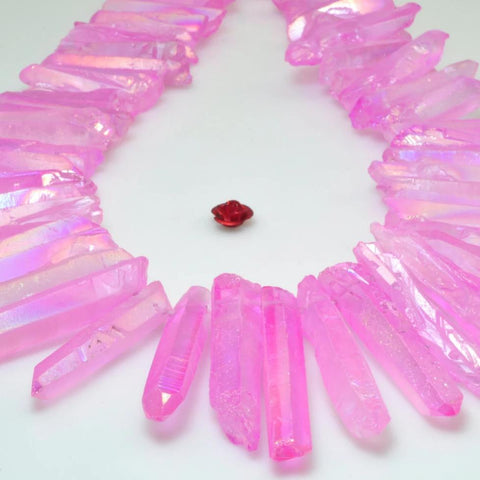 YesBeads 15 inches Matte Titanium Coated Mystic Drilled Crystal Rough Dagger spike tower beads,Purple Color (New)