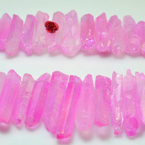 YesBeads 15 inches Matte Titanium Coated Mystic Drilled Crystal Rough Dagger spike tower beads,Purple Color (New)