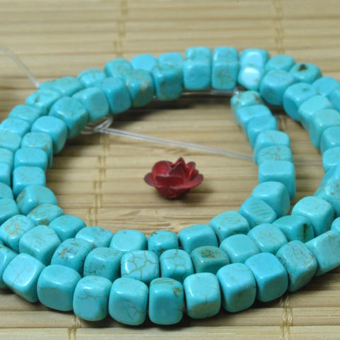 YesBeads Chinese Turquoise smooth cube loose beads wholesale gemstone jewelry 4mm