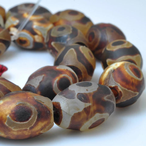 Tibetan Dzi Agate three-eyes matte drum beads wholesale gemstone for jewelry making DIY bracelets necklace stuff