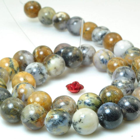 37 pcs of Moss Peruvian Opal smooth round beads in 10mm
