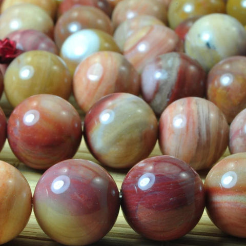 YesBeads 32 pcs of Natural Rainbow Agate smooth round beads in 12mm