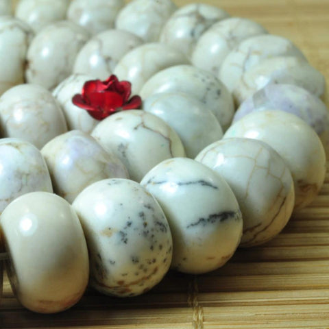 52 Pcs of Natural white Turquoise smooth rondelle beads in 8x12mm