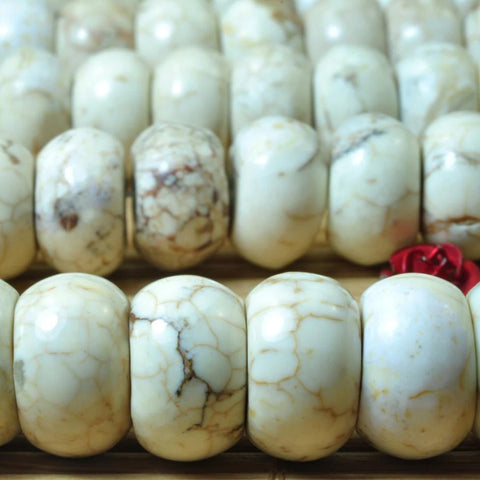 52 Pcs of Natural white Turquoise smooth rondelle beads in 8x12mm