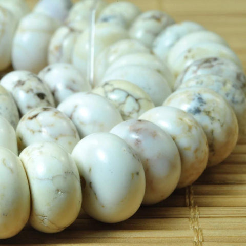 64 Pcs of Natural white Turquoise smooth rondelle beads in 6x10mm