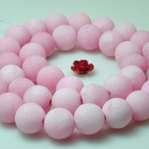 38 pcs of Dyed Pink jasper matte round beads in 9mm