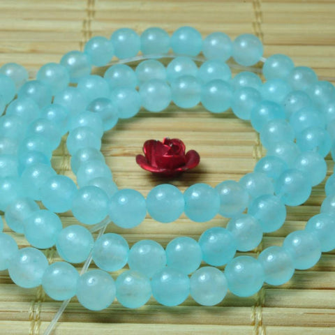92 pcs of Natural Dyed Blue Jade smooth round beads in 4mm