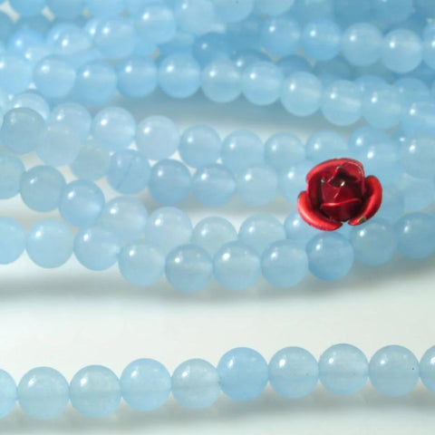 92 pcs of Natural Blue Jade smooth round beads in 4mm