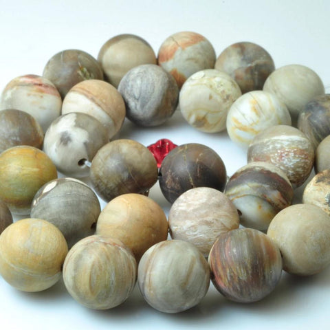 32 pcs of Natural Wood stone matte round beads in 12mm