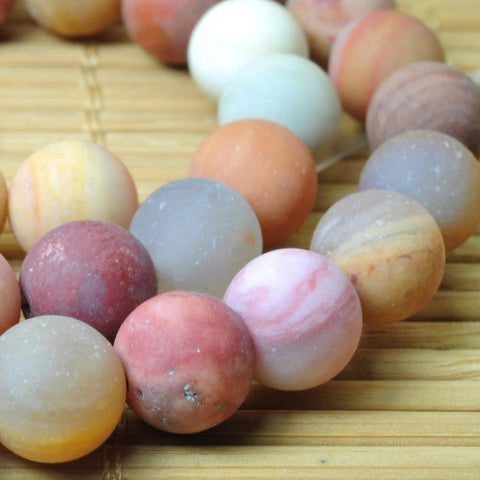 47 pcs of Rainbow Agate matte round beads in 8mm
