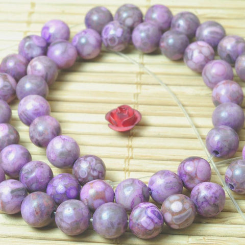 62 pcs of Pink Maifanite stone smooth Dyed round beads in 6mm