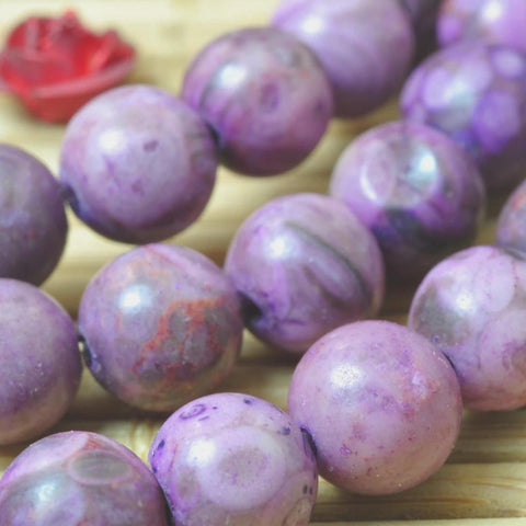 62 pcs of Pink Maifanite stone smooth Dyed round beads in 6mm