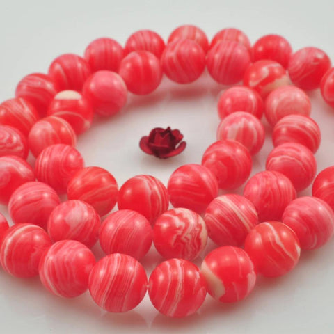 YesBeads Rhodonite Synthetic smooth round beads wholesale jewelry making 15"