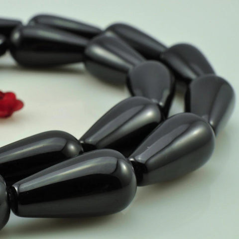20 pcs of Black Onyx smooth teardrop beads in 10x 20mm