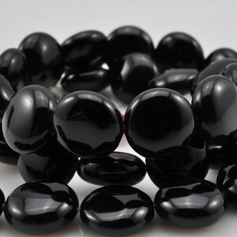 39 pcs of Black Onyx smooth coin beads in 10mm