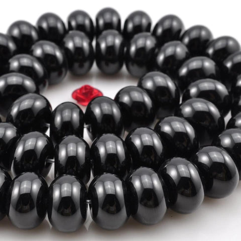 Black Onyx smooth rondelle beads wholesale gemstone jewelry making diy bracelet necklace