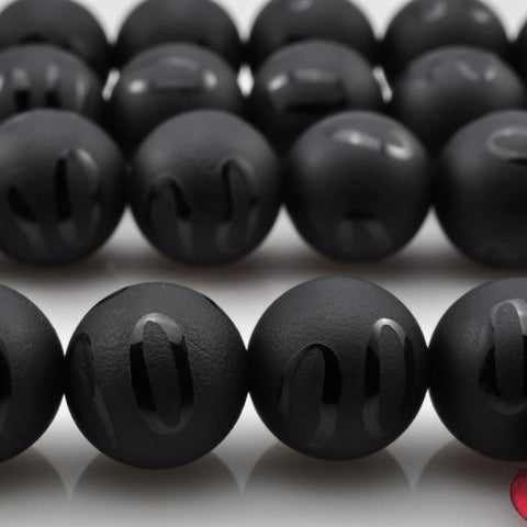 YesBeads Black Onyx double "0" matte round beads wholesale gemstone jewelry making 15"