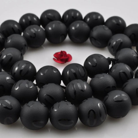 YesBeads Black Onyx double "0" matte round beads wholesale gemstone jewelry making 15"
