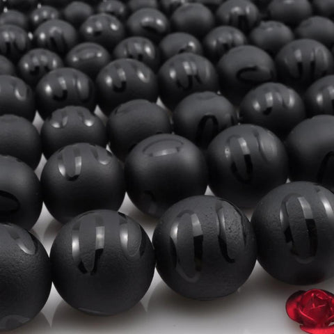 YesBeads Black Onyx double "0" matte round beads wholesale gemstone jewelry making 15"