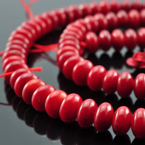 Red Coral smooth rondelle beads wholesale gemstone jewelry making bracelet necklace diy