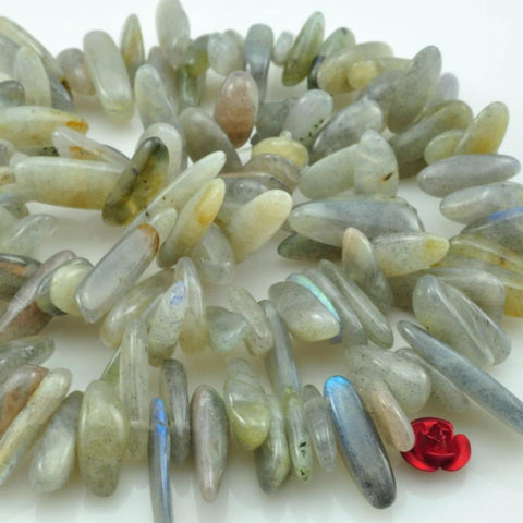 YesBeads 15 inches of Labradorite smooth stick beads in 4x10mm-6x20mm