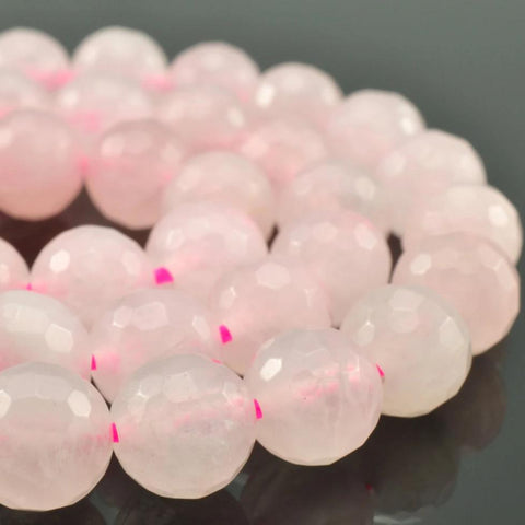 YesBeads Rose Quartz faceted round loose beads wholesale gemstone jewelry making 15"