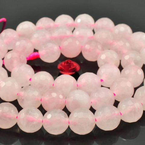YesBeads Rose Quartz faceted round loose beads wholesale gemstone jewelry making 15"