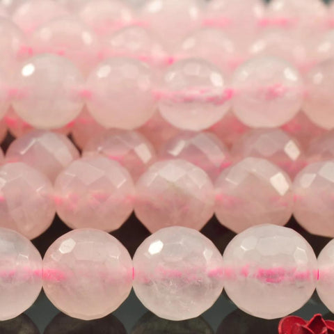 YesBeads Rose Quartz faceted round loose beads wholesale gemstone jewelry making 15"