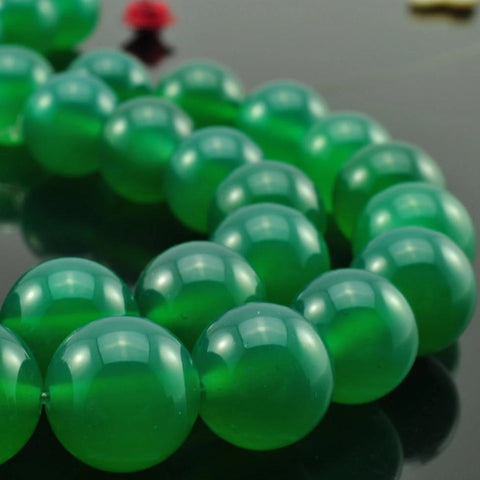 Natural Green Agate smooth round beads wholesale gemstone jewelry making 15"