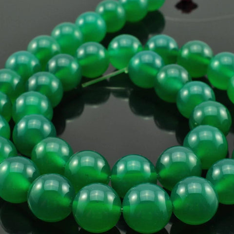 Natural Green Agate smooth round beads wholesale gemstone jewelry making 15"